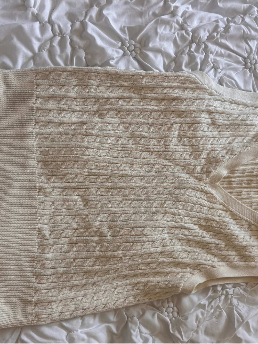 Ralph Lauren 100% Cotton Women's Cream Cable Knit V-Neck Sweater Vest